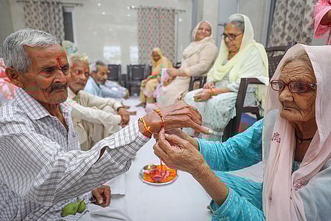Raksha Bandhan celebration at an old age home in Jammu